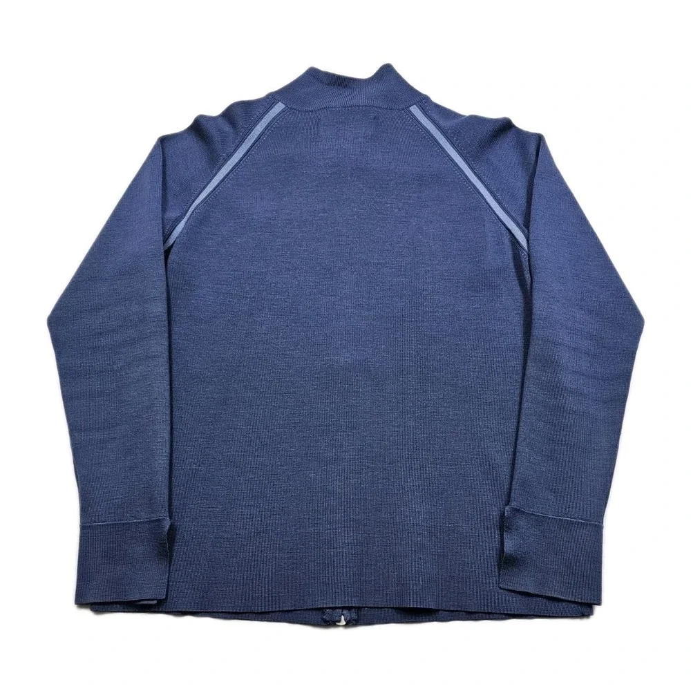 Vintage US Airways Navy Blue Wool Blend Sz LT Full 2 Way Zip‎ Sweater Twin Hill